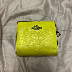 Coach Neon Yellow Leather Wallet